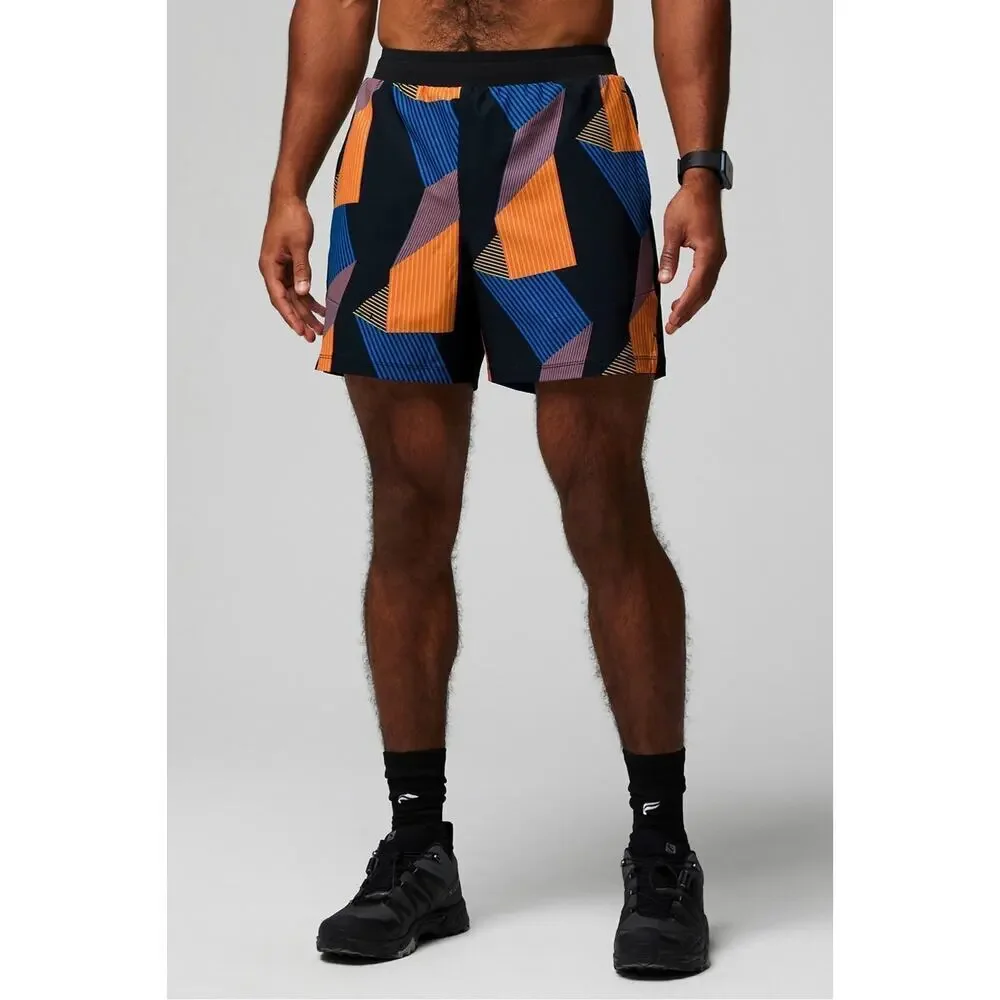 Fabletics Fundamental Short II Lined 5” Men’s XXL Black Geo Print EUC